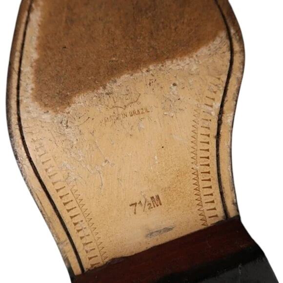 Stacy Adams Shoes Mens 7.5 Oxford Square Bicycle Toe Leather Retro Classic Black - Picture 15 of 16